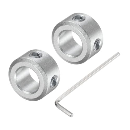 uxcell Set Screw Shaft Collar for 8mm Shaft, 2pcs Clamping Collars 14mm OD, 8mm Thickness, Aluminum Alloy Clamp-On Collar with M4 Set Screws and a Wrench