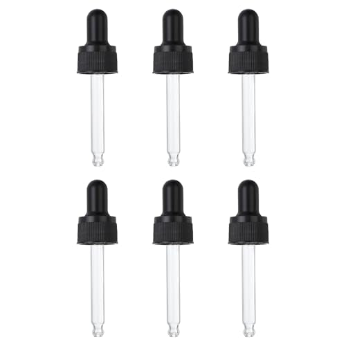PATIKIL Glass Eye Dropper Caps, 6 Pcs Plastic Glass Dropper Closure Top for 15ml(1/2oz) Essential Oils Bottle, Perfume, Lab Experiments, Black - size: 15ml