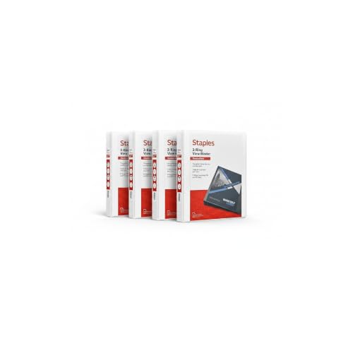 Staples 1" 3-Ring View Binder, D-Ring, White, 4/Pack - color: White, size: 1-Inch, style: 4 Pack