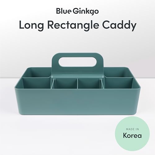 BLUE GINKGO Stackable Organizer Caddy, Long, Green, Made in Korea - color: GREEN, size: Long Rectangle