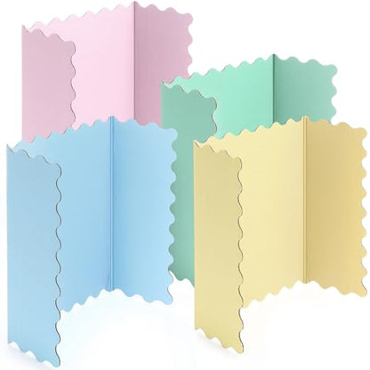 Mooliwe 4 Pack 21" x 14" Trifold Poster Board Scalloped, Pastel - color: Pastel, size: 21" X 14"