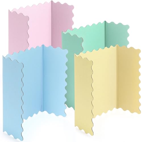 Mooliwe 4 Pack 21" x 14" Trifold Poster Board Scalloped, Pastel - color: Pastel, size: 21" X 14"