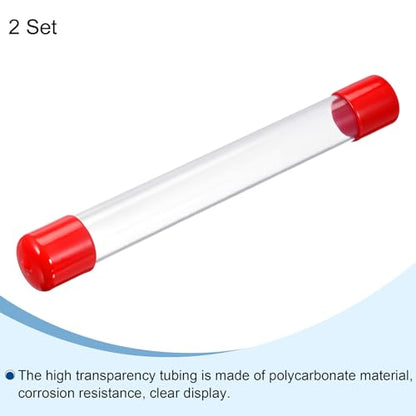 PATIKIL Clear Rigid Tube Round Plastic Tubing 305mm/ 12 ‘’ Length, 32 Set - color: Red,Clear, size: 0.83"x1"