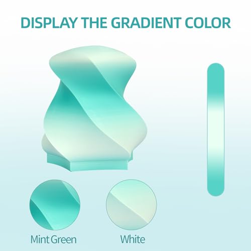 ERYONE Matte Gradient Rainbow 3D Printer PLA Filament 1.75 +/- 0.03mm, HS Matte Multicolor High Speed Filament PLA 1KG(2.2LBS) Spool, Snowfield(MintGreen White) - color: Matte Gradient Snowfield, size: 1KG