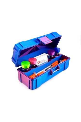 Vial Guard Storage Hard Case for 3ml, 5ml, 10ml, 30ml Vials, Secure Holder Multiple Sizes (Metalic, 4 x 3ml + Storage) - size: 4 x 3ml + Storage
