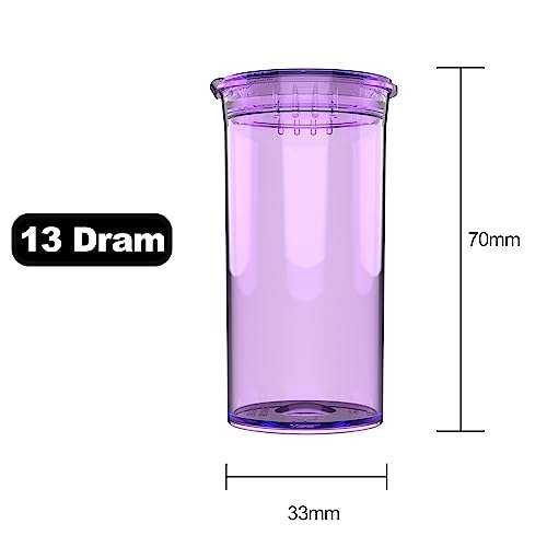 Dragon Chewer 13 Dram CR Plastic Packaging Pop Top Containers - Child Resistant Travel Holder Vial Bottles - 315 qty (Translucent Purple) - color: Translucent Purple