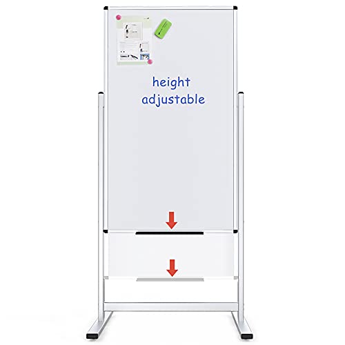 VIZ-PRO Double-Sided Magnetic Stand Whiteboard, 48 X 24 Inches, Aluminium Frame & Stand