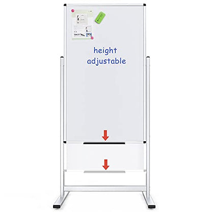 VIZ-PRO Double-Sided Magnetic Stand Whiteboard, 48 X 24 Inches, Aluminium Frame & Stand