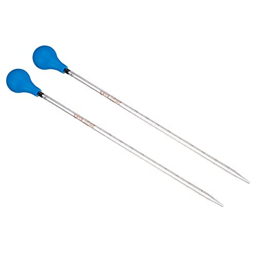 PATIKIL Graduated Dropper Pipettes Kit, 2pcs 2ml Borosilicate Glass Pipette with Rubber Cap for Transfer Liquid for Lab, Chemistry, Clear - size: 2ml