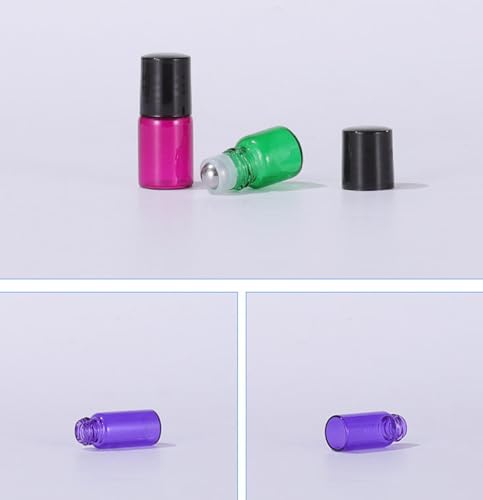 20 Pack Set 1ML Mini Sample Roll Glass Bottles for Essential Oils Roller Refillable Perfume Roll Bottle (1ML Multi) - color: 1ML Multi