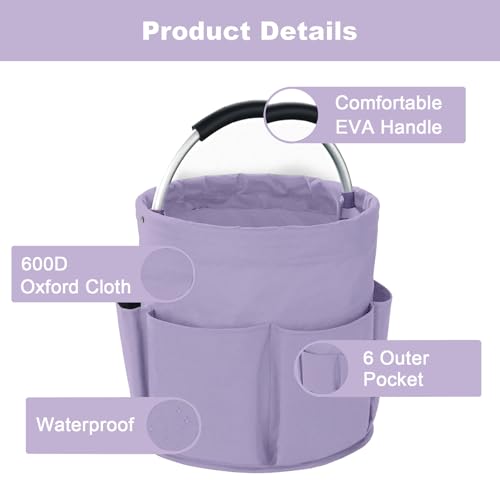 Cleaning Caddy with Handle, Cleaning Supplies Organizer Collapsible Bucket - color: Purple