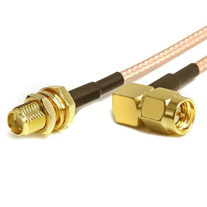 2PCS SMA Pigtail Cable, Right Angle SMA Male to SMA Female RG316 Antenna Jumper, Low Loss 6Inch(15cm) SMA Extension Coaxial Cable for Ham Radio,Router, FPV Drone