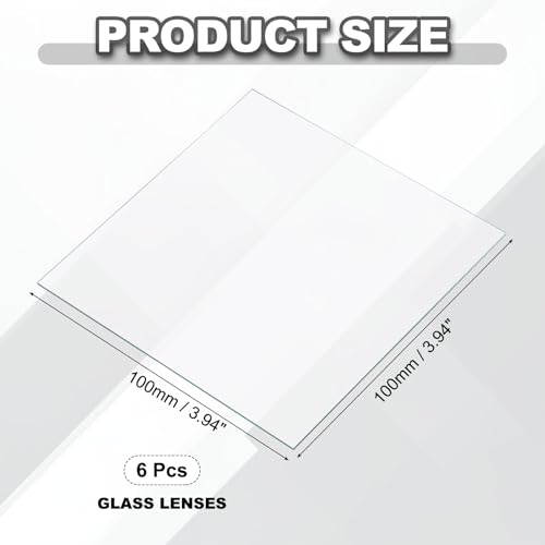 PATIKIL 100x100mm Glass Streak Plate, 6pcs Lab Glass Slides Microscope Glass Slides Optical Optically Clear Glass Slides Smooth Edges High Transparency Transparent Uniform Thickness - size: 100x100mm
