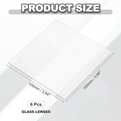 PATIKIL 100x100mm Glass Streak Plate, 6pcs Lab Glass Slides Microscope Glass Slides Optical Optically Clear Glass Slides Smooth Edges High Transparency Transparent Uniform Thickness - size: 100x100mm