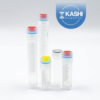 Kashi Scientific Screw Cap 1mL Cryovials with External Thread Cap - Self Standing Cryogenic Vial, Washer Silicone O-Ring, Cryogenic Tubes with Leak Resistance, Pack of 500 Cryo Tubes - size: 1ml