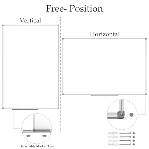 JILoffice Magnetic Dry Erase Board 96 x 48 inches, Large 4" x 8" Whiteboard for wall, Silver Aluminum Frame Wall Mounted Board for Office Home and School - size: 96"W x 48"H