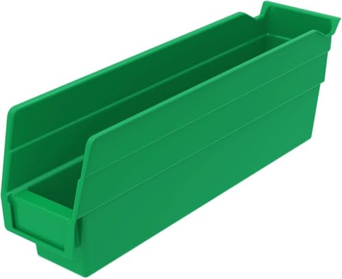Akro-Mils 30110 Heavy Duty Plastic Shelf Bins, 12"x 3"x 4", Green, 24-Pack - color: Green