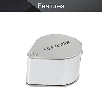 Othmro 1Pcs Magnifier 10X Lens Diameter 21mm Whistle Shape Foldable Jewelry Loupe Magnifying Glass Silver - color: 10 X/21mm