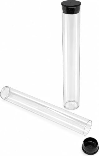 Prestige Import Group - 7/8" Interior Diameter Clear Plastic Empty Storage Tubes - Flat Bottom - 80ml Capacity, Press Fit Black Cap - 25 Pack - size: Pack of 25