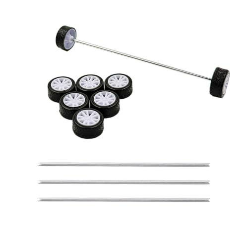 8PCS Toy Car Wheel RC Car Rubber Tire Wheel with Metal Shaft Axles for RC Car Truck Robot DIY Model Car Building Parts (2x18mm) - style: 2x18mm