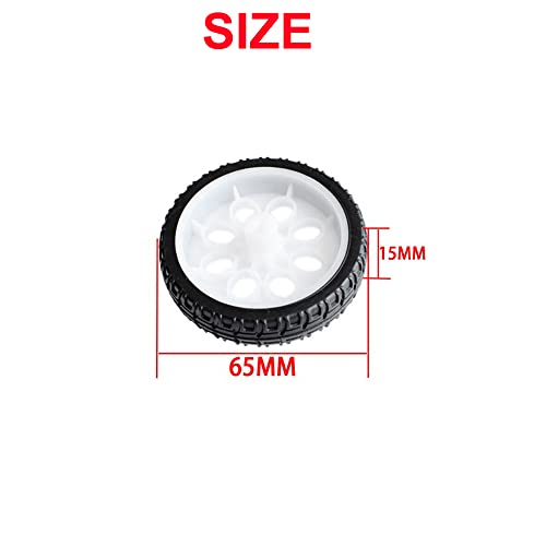 Treedix 4pcs 65mm Rubber RC Wheel Tires Car Wheels DIY Model Robots White and Black for DIY Model Accessories