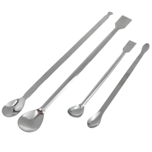 yukata Silver Stainless Steel 30cm Measuring Spoons 20cm Micro Spoon Micro Lab Sampling Scoop Spatulas Combination lab Scraper Micro Spoons for Laboratory, Factory and Hobby use 1 Set