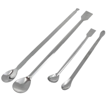 yukata Silver Stainless Steel 30cm Measuring Spoons 20cm Micro Spoon Micro Lab Sampling Scoop Spatulas Combination lab Scraper Micro Spoons for Laboratory, Factory and Hobby use 1 Set