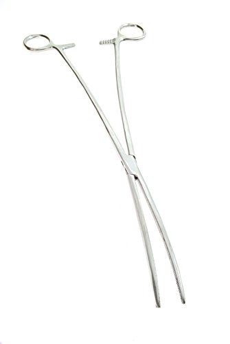 SE 16-Inch Stainless Steel Curved Forceps - Self-Locking, Serrated Tip for Precision Grip and Clamping - Perfect for Crafting, Fishing Tasks, Jewelry Making, and More! -616FC - size: 16", style: Curved