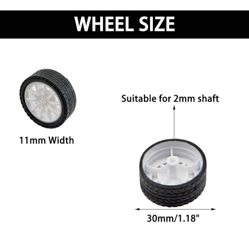 20PCS Toy Car Wheel Model Car Rubber Tire Wheel with 10PCS Round Shaft Axles for for RC Car Truck Robot Boat Helicopter DIY Model Toy Part (Red) - color: Red