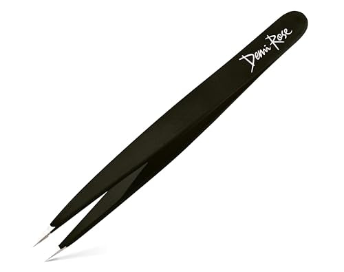 Pointed Tweezers - High Carbon Stainless Steel Fine Point Precision Tweezers for Ingrown Hair Removal - Perfectly Aligned Hand Filed Sharp Tweezer - Needle Nose Tweezers (Black) - color: Black Coated