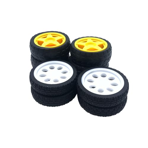 8PCS TT Motor Wheels Smart Car Rubber Tire Wheel for Smart Car Robot Wheels Replacement Part Robot DIY Kits (Mix Color 1)