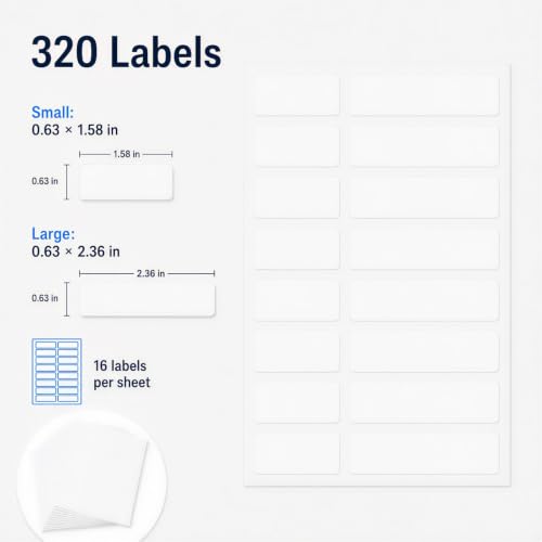 320 PCS Matte White Waterproof Labels with Marker, Removable Writable Vinyl Stickers for Jars, Food Containers, Freezer, Files and Travel Bottles, 2 Sizes - color: Matte White