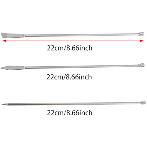 2Sets 6PCS 22cm Laboratory Micro Sampling Spoon 304 Stainless Steel Shovel Laboratory Powder Scraper Gel Filling Dosing Spoon Silver for Science and Chemistry