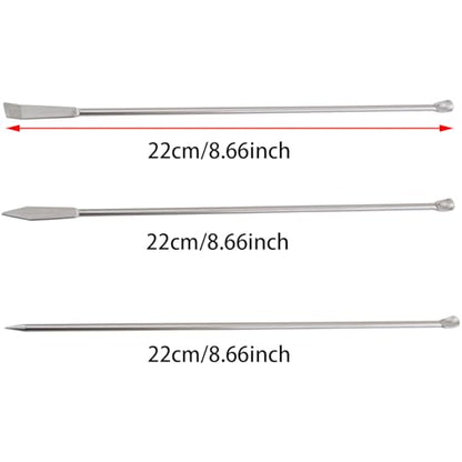 2Sets 6PCS 22cm Laboratory Micro Sampling Spoon 304 Stainless Steel Shovel Laboratory Powder Scraper Gel Filling Dosing Spoon Silver for Science and Chemistry