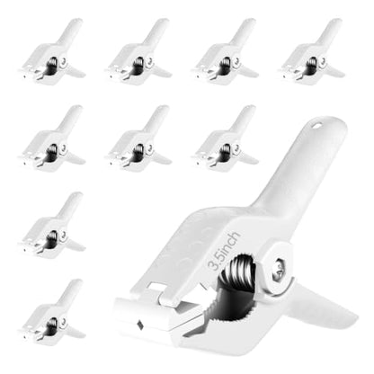 Spring Clamps Heavy Duty, 3.5in Backdrop Clips, 10 Pack- White - color: White, size: 3.5in