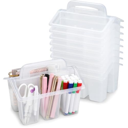 8 Pack Classroom Caddy Storage Basket with Handle (Clear) - color: Clear