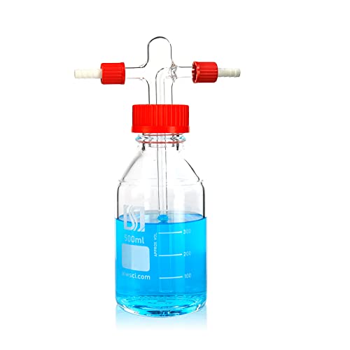 ALWSCI 500ml Gas Washing Bottle Lab Glass Drechsel Head GL45 1Set, - size: 16.9 Ounces