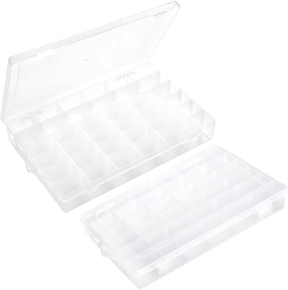 2Pcs Clear Visible Plastic Storage Box- Rectangular Storage Box, Suitable For Beads, Screws Hardware Accessories Organizer Box Art DIY, Crafts, Jewelry, Fishing Tackle, With Label Stickers (36Grids) - size: 36Grids-2