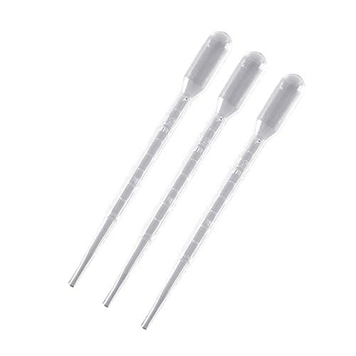 100x Disposable Pipettes 0.2/0.5/1/2/3/5ML Plastic Transfer Pipette Practical Pipettes Dropper for Science Experiments, 6.5cm