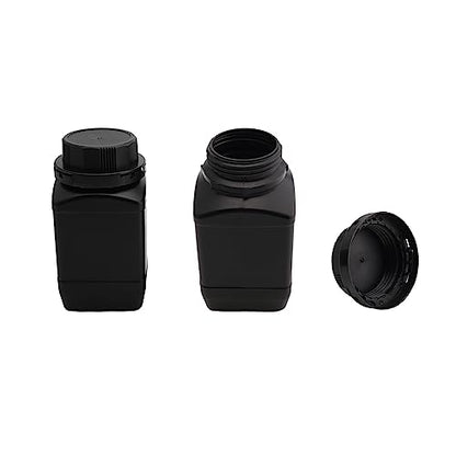 Othmro 2Pcs Plastic Bottles Lab Chemical Reagent Containers 500ml/17oz Wide Mouth Square Sample Storage Sealing Bottles Black with Anti-theft Cap for Food Store - color: 2Pcs 16oz