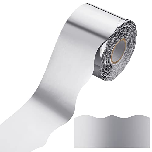 Ecally 65.6 Ft Scalloped Bulletin Board Borders Decor,Silver - color: Silver