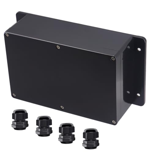 Project Box ABS Black Electrical Boxes IP65 Outdoor Waterproof Box Electronic Junction Box Fixed Ear Power Enclosure with Cable Glands for DIY Project 9.06 x 5.91 x 3.35 inch (230x150x87mm) - size: 9.06"x5.91"x3.35"