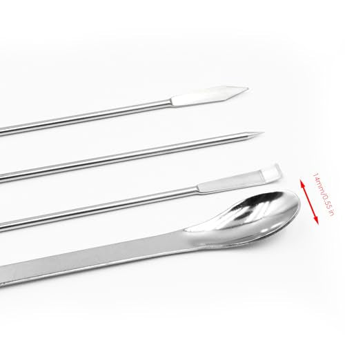 1 Set Stainless Steel Micro Sampling Spoons and Spatulas Lab Reagent Spoon Spatula Set Pack of 4 Laboratory Supplies