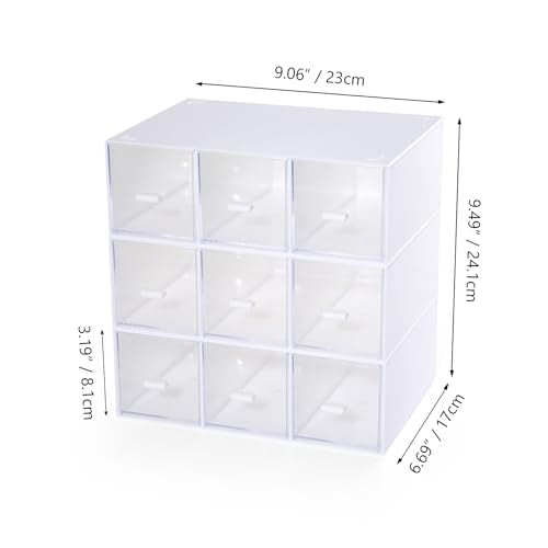 Desktop Organizer With 9 Drawers, Pencil Box, Stationary Organizer - color: 3 Tall Layers & 9 Drawers, White