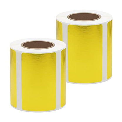 Hybsk 50x30mm Portable Printer Label Paper Multi-Purpose Tear Resistant Direct Thermal Labels Self-Adhesive Stickers Compatible with P50 Label Maker (50x30mm,Gold Lable,2 Rolls) - color: Gold, size: 2 Rolls