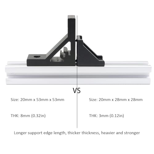 10 Set 2020 Aluminum Extrusion Accessories Hardware T Slot Brackets | M5 T Slot Nut and Bolt, 20 Series 2020 2040 8020 Extruded Aluminum Profile Rail, 90 Deg L Corner Connector, Heavy Duty - style: 10B-2053P