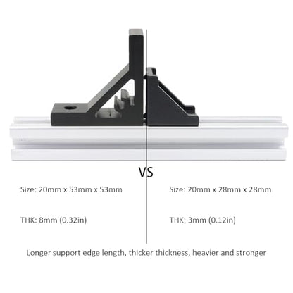 10 Set 2020 Aluminum Extrusion Accessories Hardware T Slot Brackets | M5 T Slot Nut and Bolt, 20 Series 2020 2040 8020 Extruded Aluminum Profile Rail, 90 Deg L Corner Connector, Heavy Duty - style: 10B-2053P