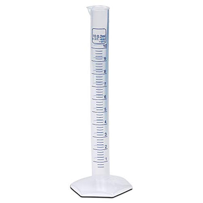 10ml Plastic Graduated Cylinder, Printed Graduations, Single Metric Scale, Polypropylene, Karter Scientific 237I3 (Single) - size: 10ML, style: PACK OF 1
