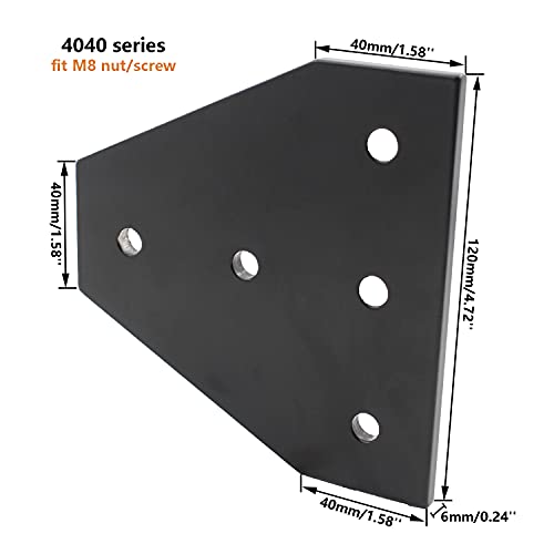 4 PCS Joint Plate, TTZEZE Surface Anodic Oxidation Black T Shape Corner Bracket Plate 5 Hole Outside Joining Plate for 4040 Series Aluminum Profile 3D Printer Frame - color: T shape, size: 4040