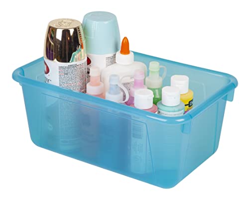 Storex Small Cubby Bin, 12.2 x 7.8 x 5.1 Inches, Candy Teal, 5-Pack (62480U05C) - color: Tint Teal, style: Bin Only